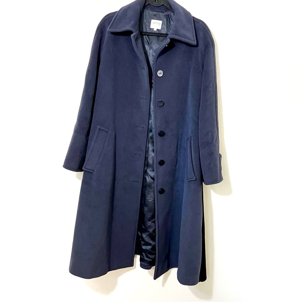 Vintage Armani Collezioni Y2K Timeless Angora & Virgin Wool Long Peacoat Sz 44